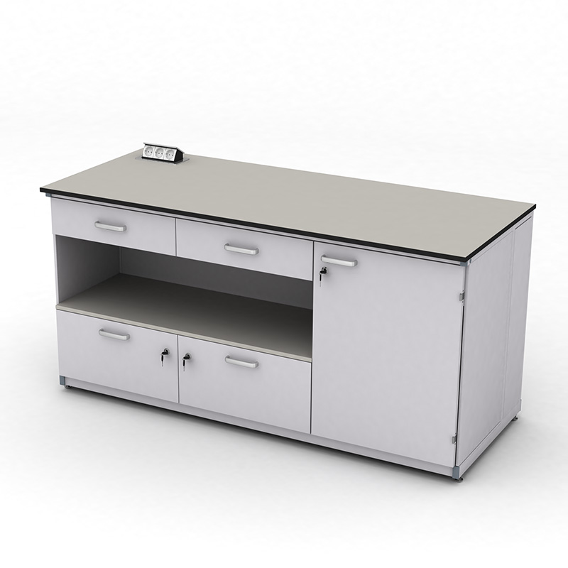 Cтіл демонстраційний лабораторний ЕКСПЕРТ з розетками, шухлядами та тумбою, 1800х750х900, HPL-пластик, арт. 141-08.535